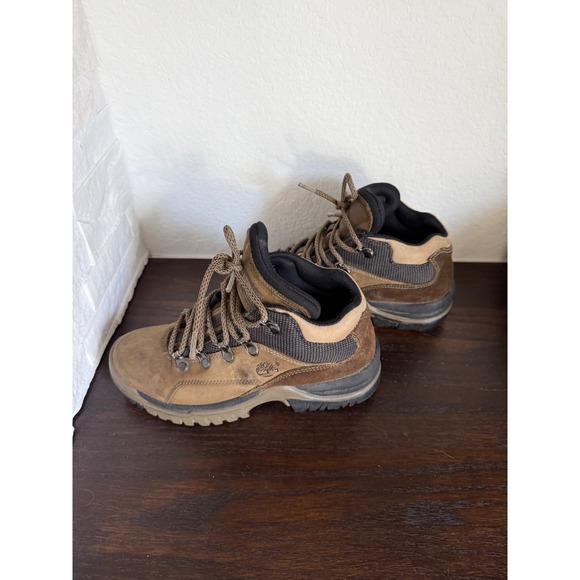 Timberland Shoes - Timberland ACT Brown Leather Hiking Boots Womens 6.5 M Mid Top Trail Shoes